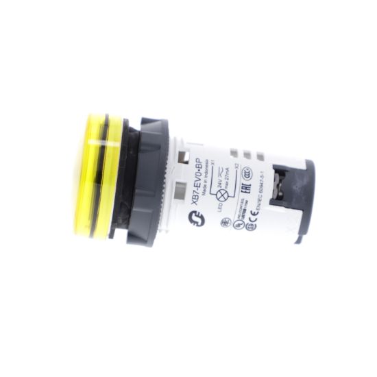 Picture of Monolithic pilot light, Harmony XB7, plastic, yellow, 22mm, integral LED, 230...240V AC