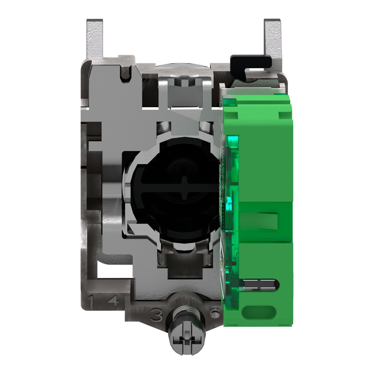 Picture of Wireless and batteryless transmitter, Harmony XB5R, push button, metal, black, 22mm, spring return