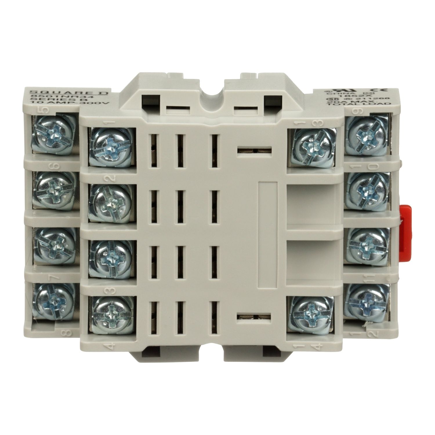 Picture of Relay Socket, Harmony 8501R, 14 pins, double tiered screw clamp terminals, DIN rail/panel mount, 10A, 300V AC