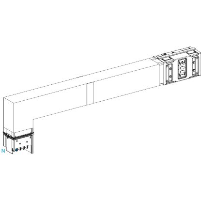 Picture of Elbow, Canalis KSA630, aluminium, 500/630A, side A made to measure with fire barrier, to go downward, 3L+N+PE, RAL9001