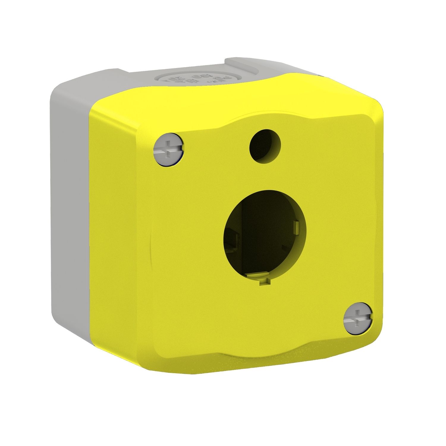 Picture of Empty enclosure, Harmony XALK, XALD, plastic, yellow lid, for illuminated emergency stop push button 22mm, 1 cut out