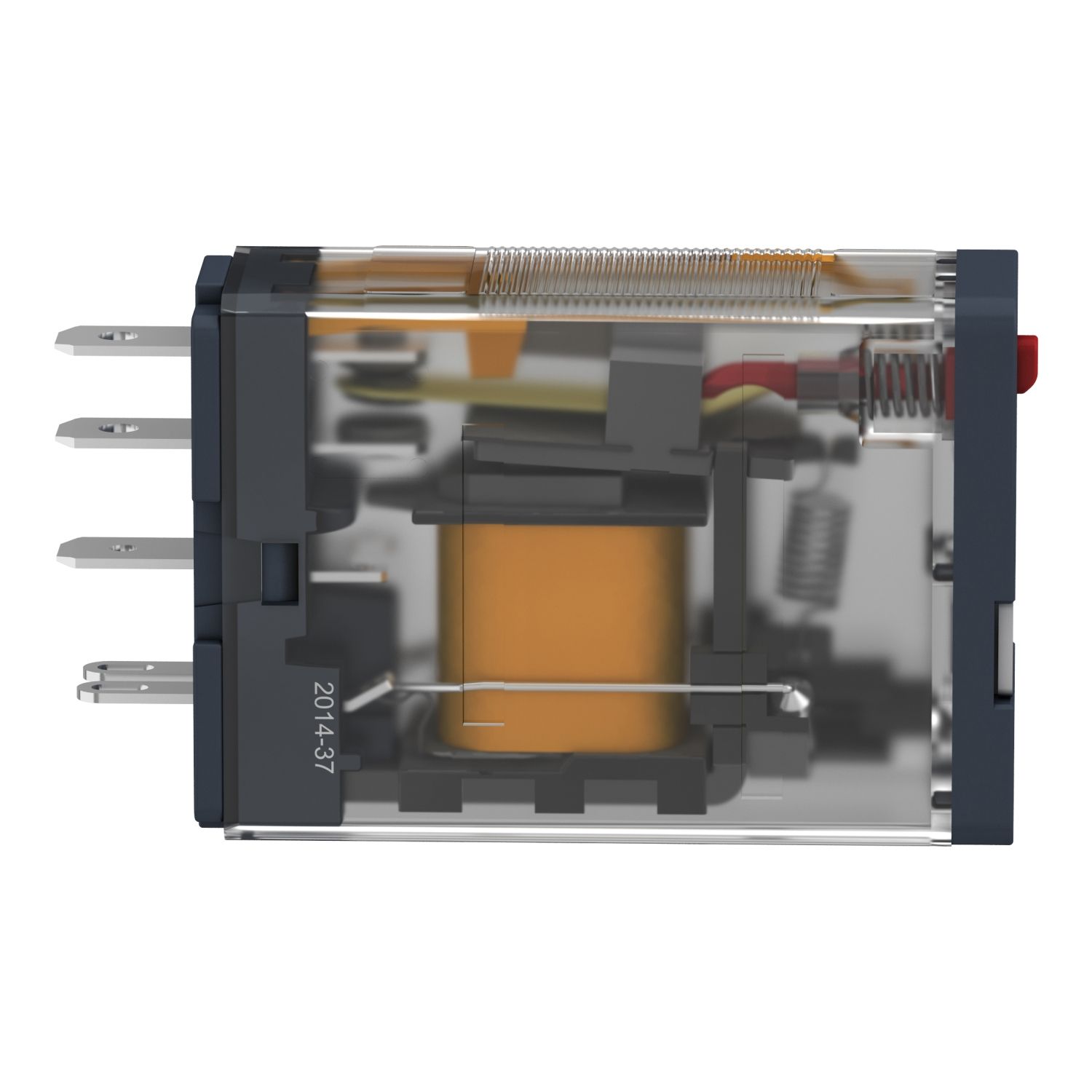 Picture of plug-in relay, Harmony electromechanical relays, 15A, 1CO, with LED, lockable test button, 24V DC