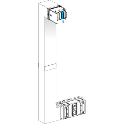 Picture of Multiple, Canalis KSA630, aluminium, 500/630A, side B made to measure with fire barrier, upward then turns left, RAL9001