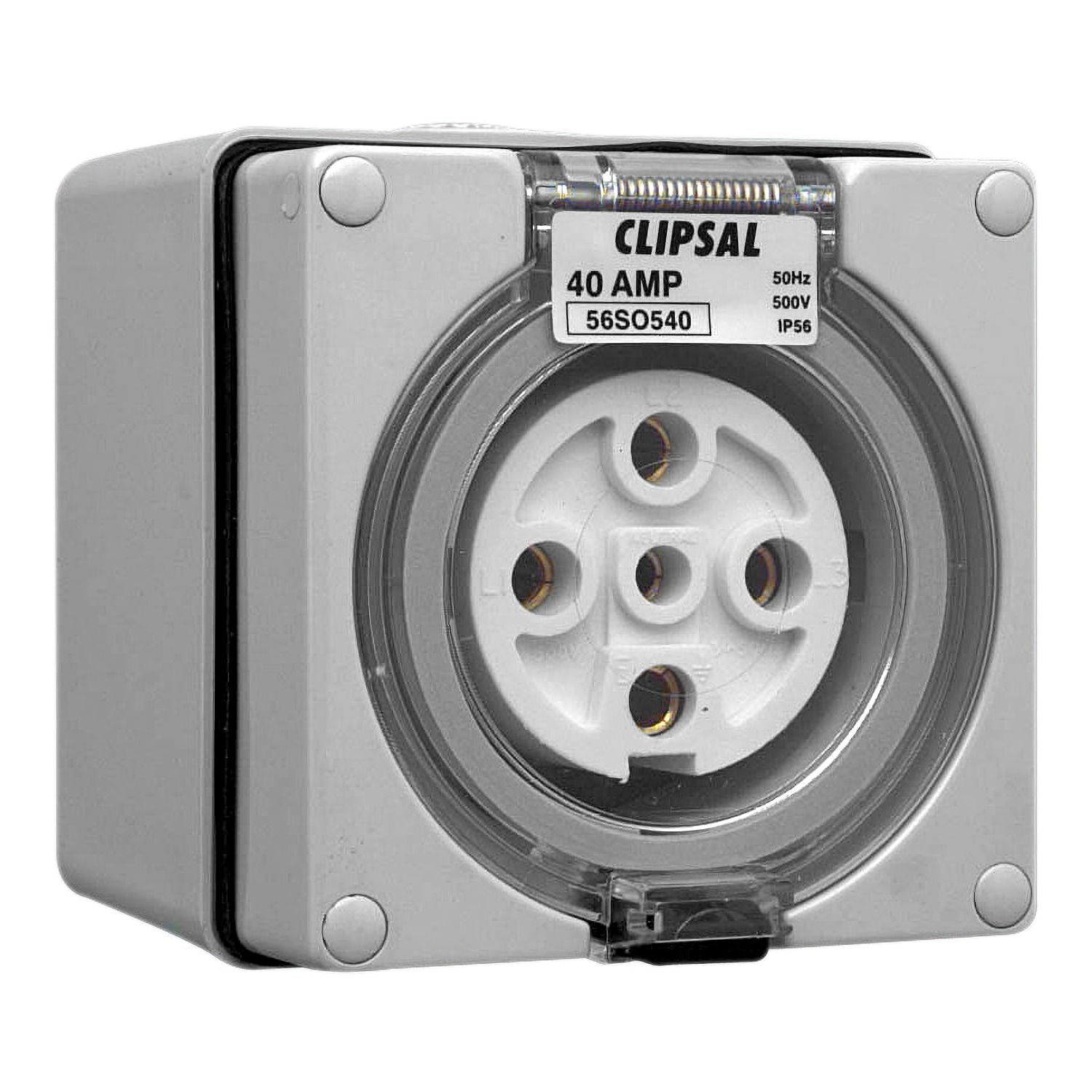 Picture of Surface Socket, Clipsal - 56 Series, IP66, 500V 40A - 5 Round Pins