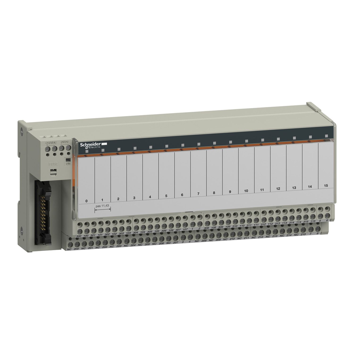 Picture of Sub-base with plug-in electromechanical relay ABE7 - 16 channels - relay 10 mm
