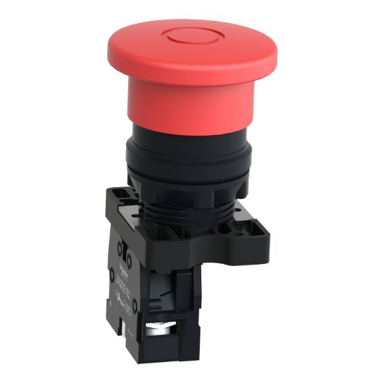 Picture of Complete emergency switching off push button, Easy Harmony XA2, plastic, red mushroom 40mm, 22mm, push pull, 1NC