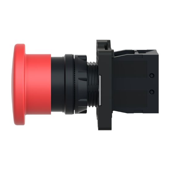 Picture of Complete emergency switching off push button, Easy Harmony XA2, plastic, red mushroom 40mm, 22mm, push pull, 1NC