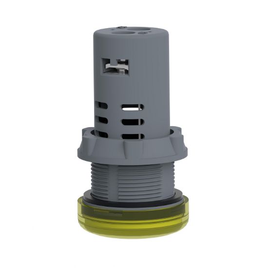 Picture of Monolithic pilot light, Easy Harmony XA2, plastic, yellow, 22mm, integral LED, screw clamp terminals, 24V AC DC