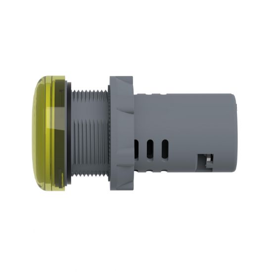 Picture of Monolithic pilot light, Easy Harmony XA2, plastic, yellow, 22mm, integral LED, screw clamp terminals, 24V AC DC