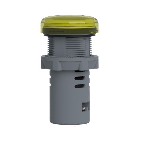 Picture of Monolithic pilot light, Easy Harmony XA2, plastic, yellow, 22mm, integral LED, screw clamp terminals, 220…230V AC, anti interference