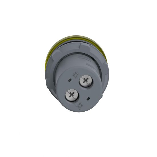 Picture of Monolithic pilot light, Easy Harmony XA2, plastic, yellow, 22mm, integral LED, screw clamp terminals, 220V DC