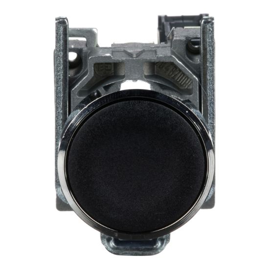 Picture of Push button, metal, Harmony XB4, flush, black, 22mm, spring return, unmarked, 1NO