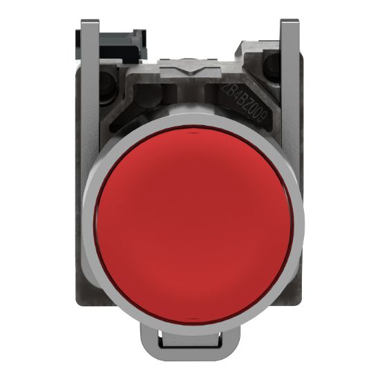 Picture of Push button, Harmony XB4, metal, flush, red, 22mm, spring return, unmarked, 1NC