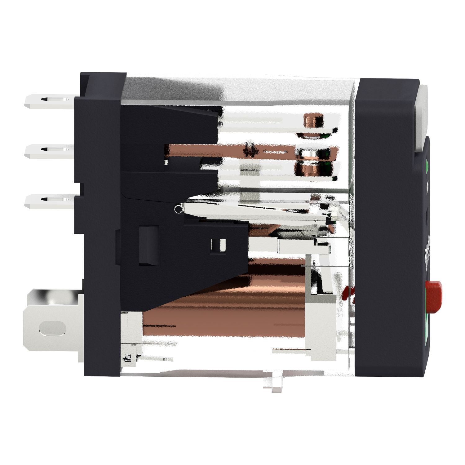 Picture of Interface plug in relay, Harmony Electromechanical Relays, 10A, 1CO, with LED, lockable test button, 24V DC