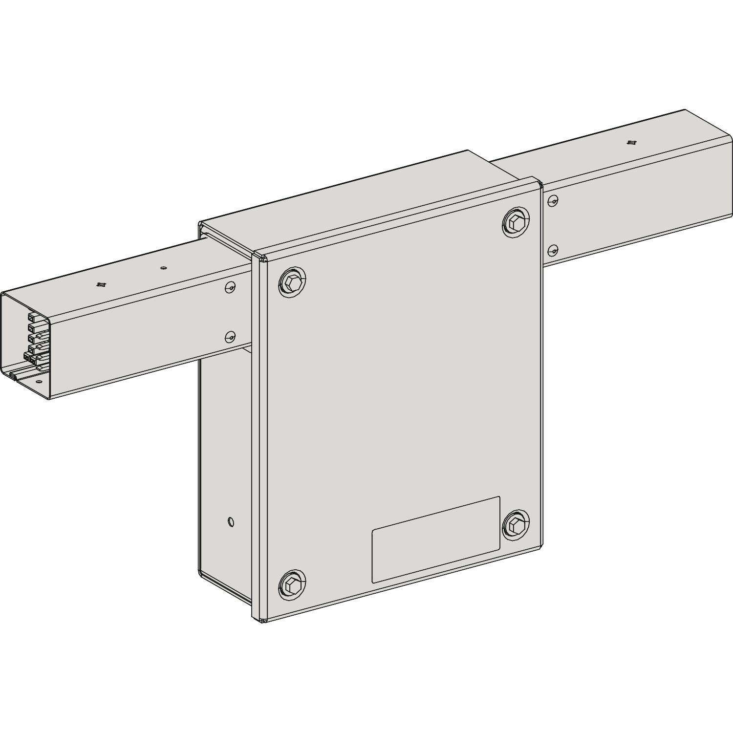 Picture of End feed unit, Canalis KBB, 25/40A, central mounting, 2 circuits, compatible DALI and KNX, white RAL9003