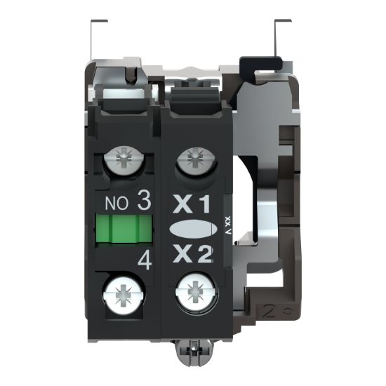 Picture of Light block with body fixing collar, Harmony XB4, metal, orange, integral LED, 230…240V AC, 1NO