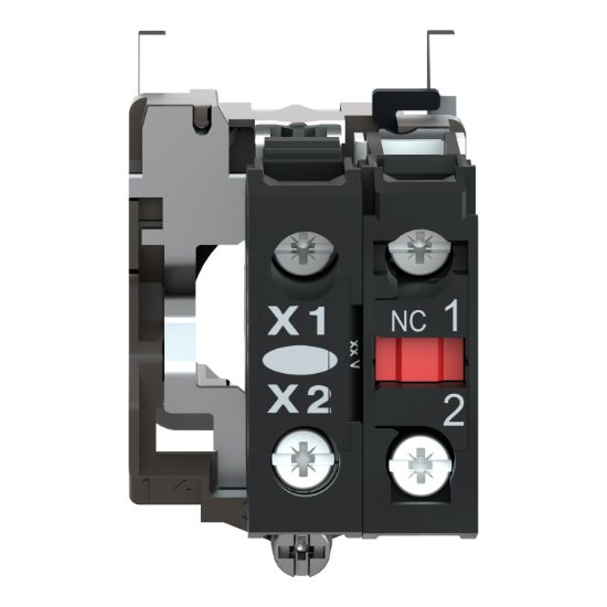 Picture of Light block with body fixing collar, Harmony XB4, metal, red, integral LED, 230…240V AC, 1NC