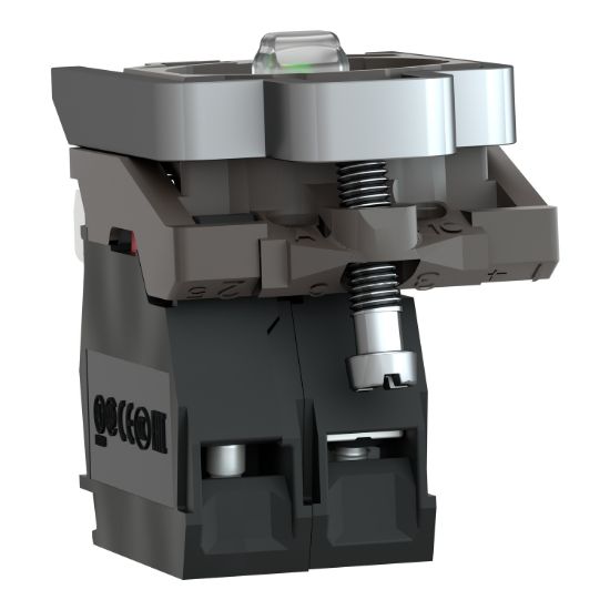 Picture of Light block with body fixing collar, Harmony XB4, metal, red, integral LED, 24V AC DC, 1NC