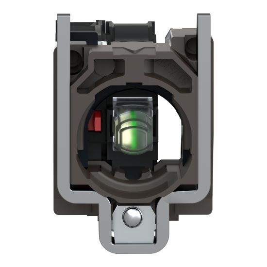 Picture of Light block with body fixing collar, Harmony XB4, metal, red, integral LED, 24V AC DC, 1NC