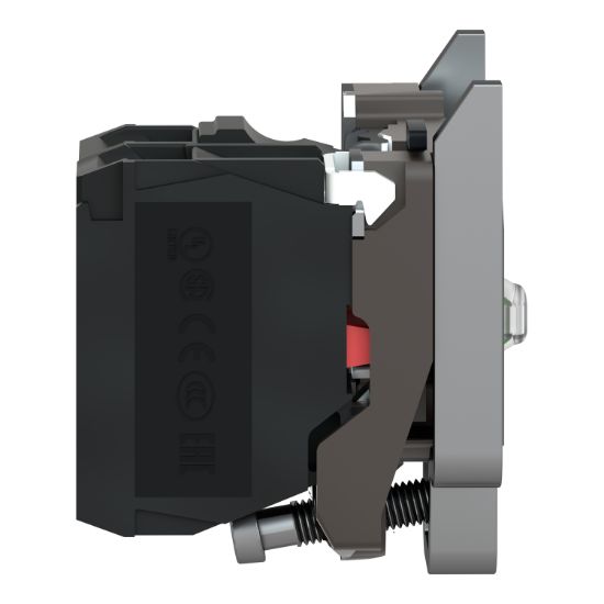 Picture of Light block with body fixing collar, Harmony XB4, metal, red, integral LED, 24V AC DC, 1NC