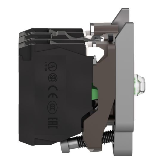 Picture of Complete body contact assembly and light block, Harmony XB4, metal, universal LED, body fixing collar, 2NO, 24V AC DC