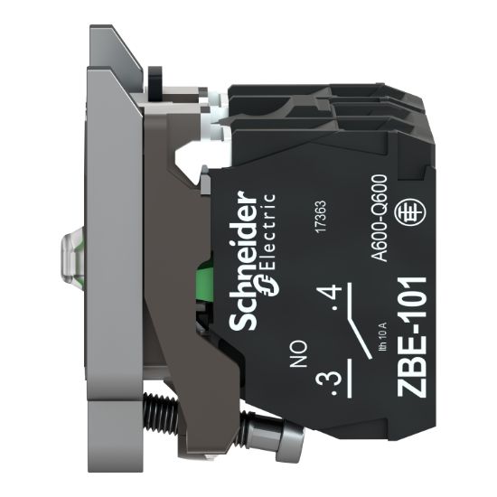 Picture of Light block with body fixing collar, Harmony XB4, metal, red, integral LED, 24V AC DC, 2NO