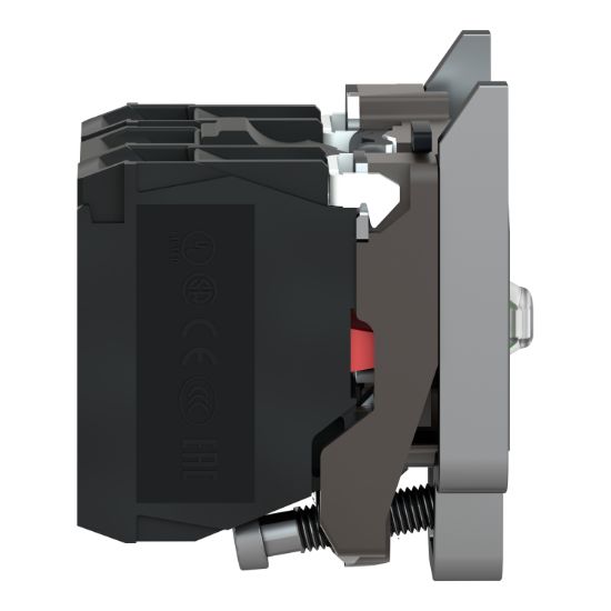 Picture of Light block with body fixing collar, Harmony XB4, metal, red, integral LED, 24V AC DC, 1NO+1NC