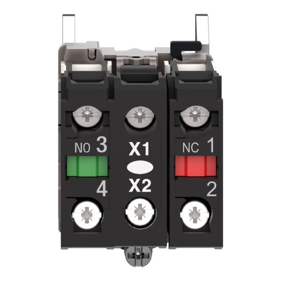 Picture of Light block with body fixing collar, Harmony XB4, metal, for BA9s bulb, lt 250V, 1NO+1NC