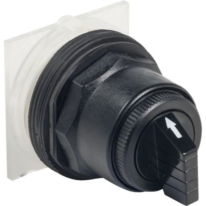 Picture of Selector switch head, Harmony 9001SK, plastic, standard handle, black, 30mm, 3 positions, spring return left to center