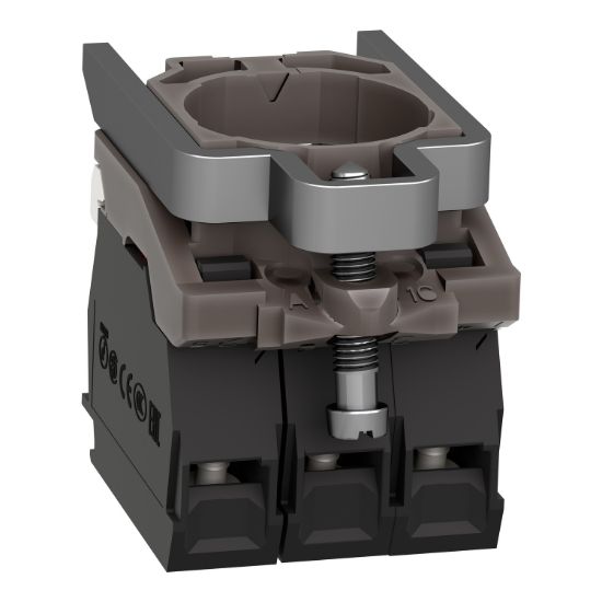 Picture of Light block with body fixing collar, Harmony XB4, metal, for BA9s bulb, lt 250V, 1NO+1NC