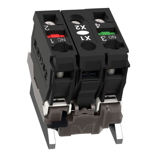 Picture of Light block with body fixing collar, Harmony XB4, metal, for BA9s bulb, lt 250V, 1NO+1NC