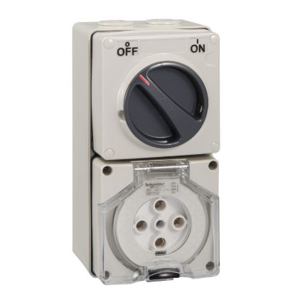 Picture of Switched Socket Outlet, Clipsal - 56 Series, 500V, 50A, 5 Round PIN, IP66, 3 Pole, Surface Mount
