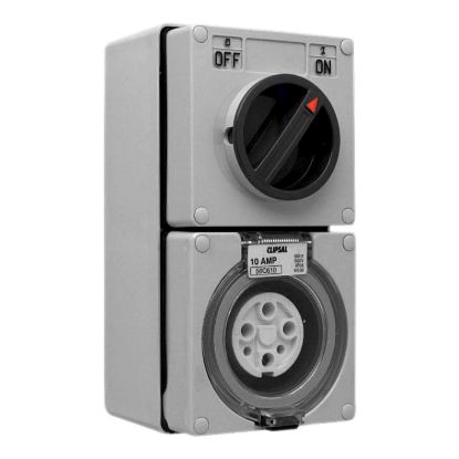 Picture of Switched Socket Outlet, Clipsal - 56 Series, 500V, 10A, 6 Round PIN, IP66, 3 Pole, Surface Mount