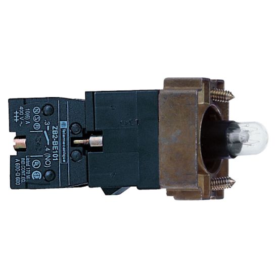 Picture of body for illuminated control button - Ø 22 - clear bulb BA 9s 1NO+1NC