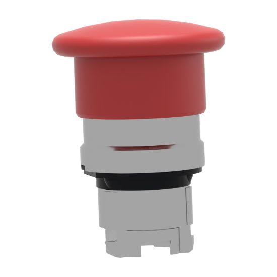 Picture of Head for non illuminated pushbutton, Harmony XB4, mushroom 40mm, metal, red, 22mm, spring return