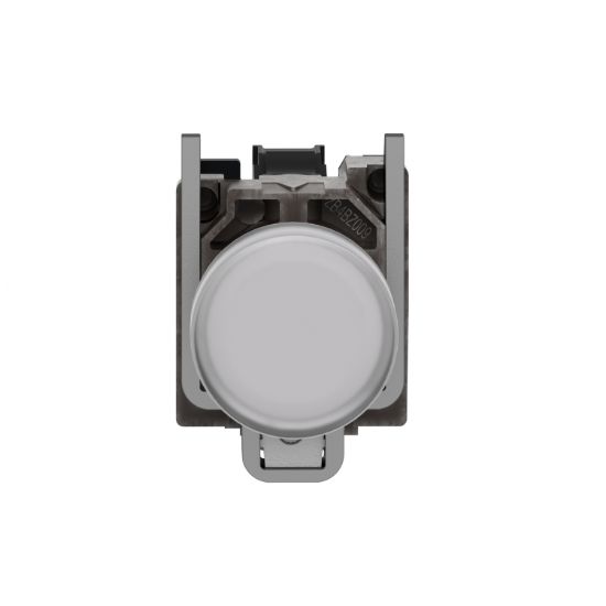 Picture of Pilot light, Harmony XB4, grey plastic, white, 22mm, universal LED, plain lens, 24V AC DC