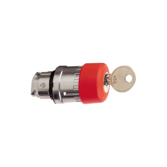 Picture of red Ø30 Emergency switching off pushbutton head Ø22 latching key release