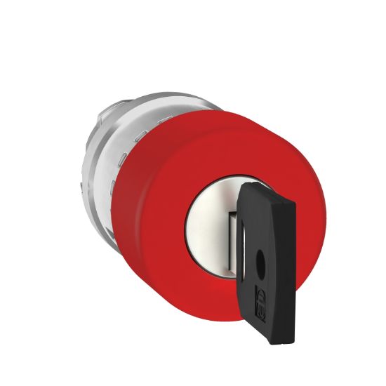 Picture of Emergency stop head, Harmony XB4, switching off, metal, red mushroom 30mm, 22mm, trigger latching key release