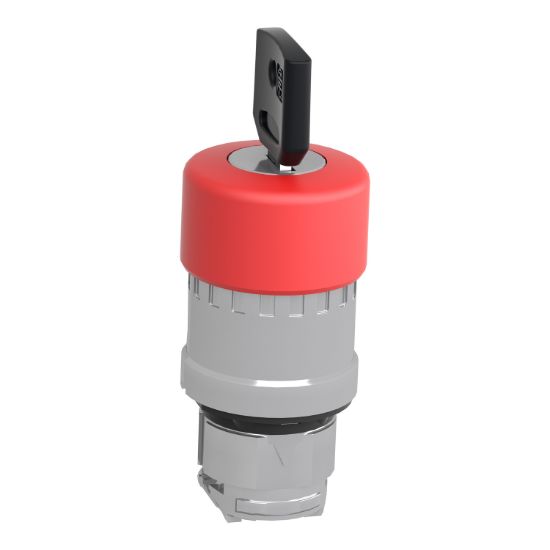 Picture of Emergency stop head, Harmony XB4, switching off, metal, red mushroom 30mm, 22mm, trigger latching key release