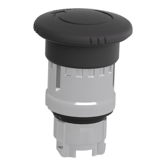 Picture of Mushroom push button head 40mm, Harmony XB4, metal, black, 22mm, latching turn realease