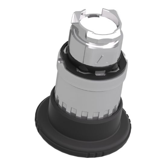 Picture of Mushroom push button head 40mm, Harmony XB4, metal, black, 22mm, latching turn realease
