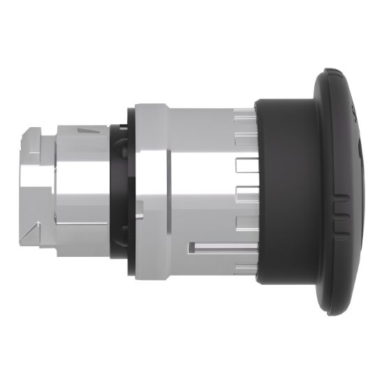 Picture of Mushroom push button head 40mm, Harmony XB4, metal, black, 22mm, latching turn realease
