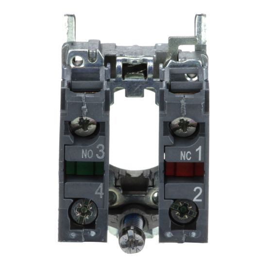Picture of Single contact block with body fixing collar, Harmony XB4, metal, screw clamp terminal, 1NO+1NC