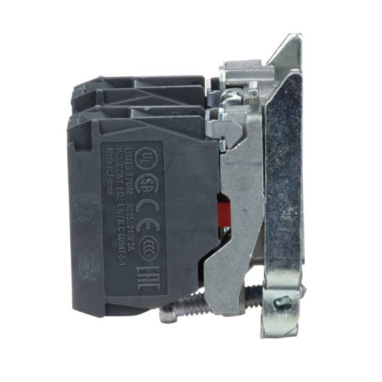 Picture of Single contact block with body fixing collar, Harmony XB4, metal, screw clamp terminal, 1NO+1NC