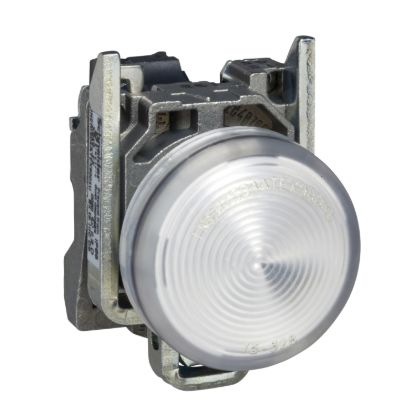 Picture of Pilot light, Harmony XB4, grey plastic, white, 22mm, universal LED, plain lens, 230...240V AC