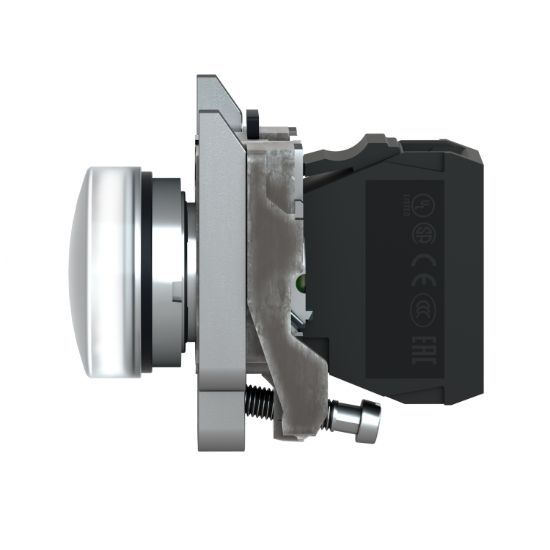 Picture of Pilot light, Harmony XB4, grey plastic, white, 22mm, universal LED, plain lens, 230...240V AC