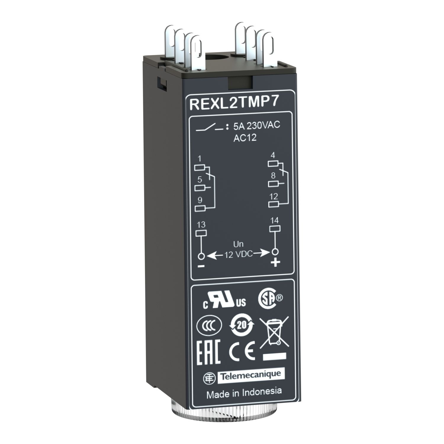 Picture of single function relay, Harmony Timer Relays, 5A, 2CO, 0.1s..100h, on delay, 120V AC