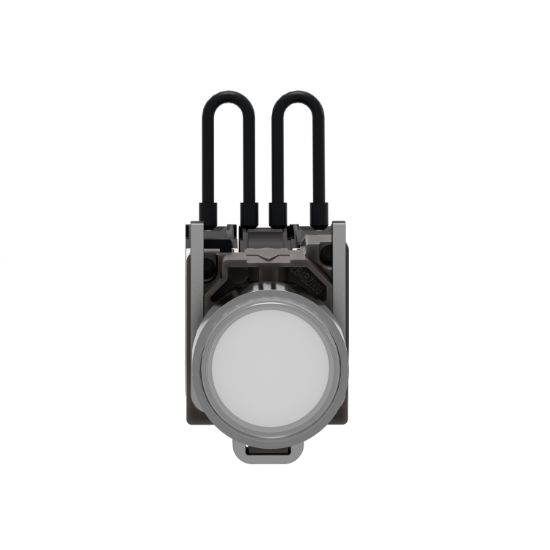 Picture of Push-to-test pilot light, Harmony XB4, metal, white, universal LED, screw clamp terminals, 110...120V