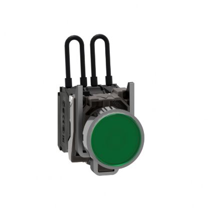 Picture of Push to test pilot light, Harmony XB4, metal, green, 22mm, universal LED, 24V