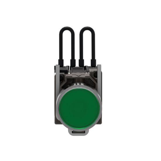 Picture of Push to test pilot light, Harmony XB4, metal, green, 22mm, universal LED, 24V
